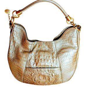 Brahmin Gold Croc-Embossed Hobo Bag